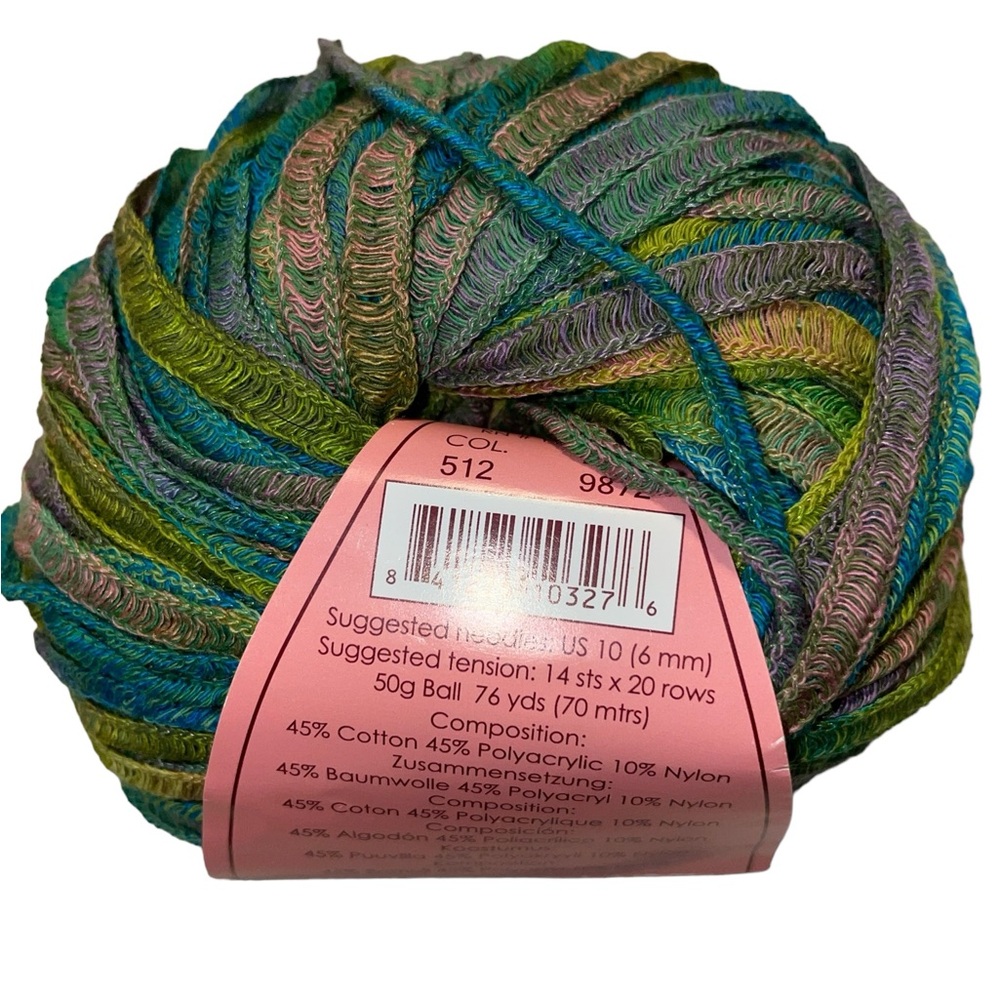 Louisa Harding Anise Tape Cotton Bulky Yarn 512 Blue Green Purple Pink Yarn